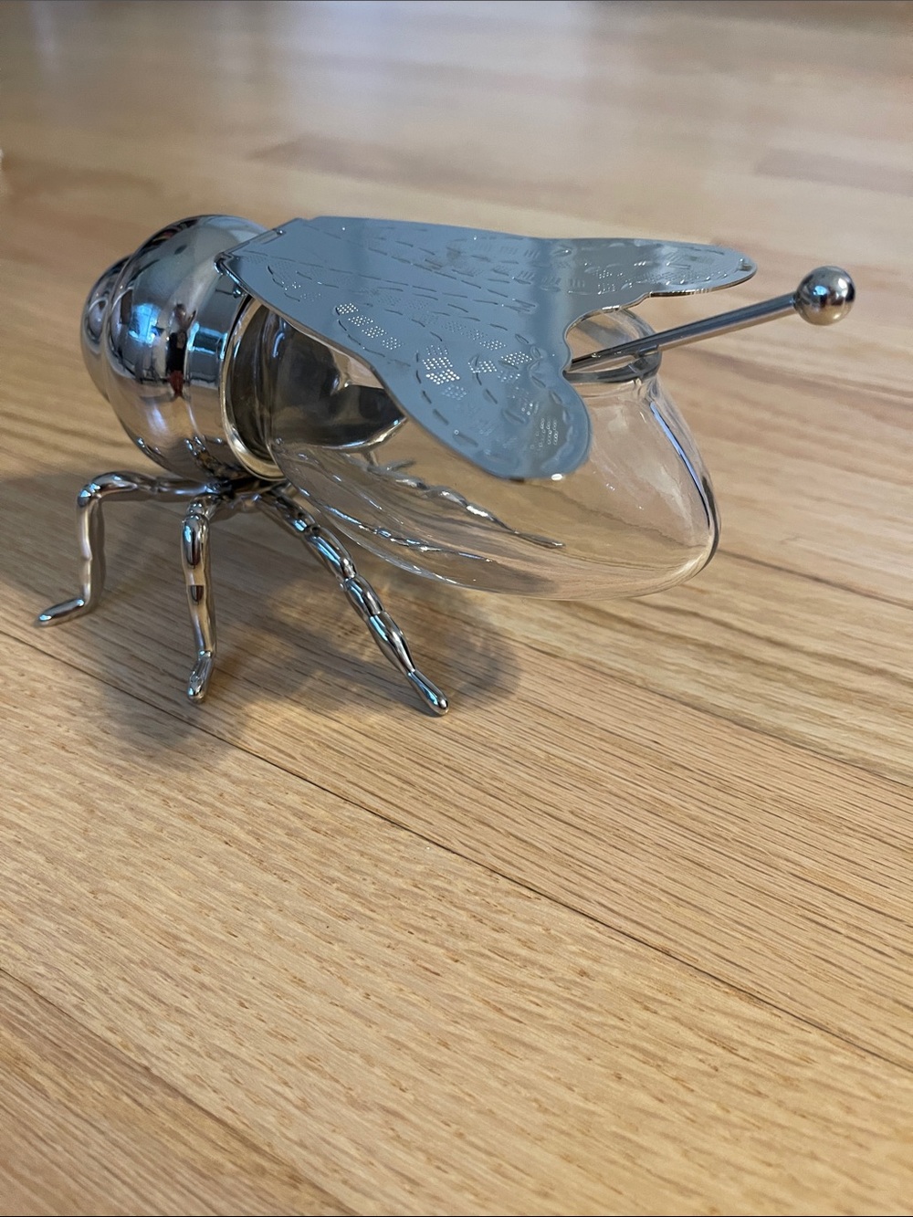 Godinger Silver Bee Honey Pot with Wing Honey Dipper